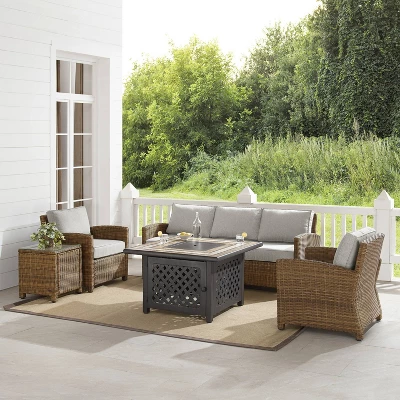 Bradenton 5pc Outdoor Wicker Conversation Set With Fire Table - Crosley 3 Bradenton 5pc Outdoor Wicker Conversation Set With Fire Table - Crosley