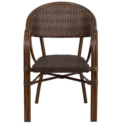Merrick Lane Wicker Rattan Patio Chair With Curved Back And Aluminum Bamboo Frame 12 Merrick Lane Wicker Rattan Patio Chair With Curved Back And Aluminum Bamboo Frame - Image 10