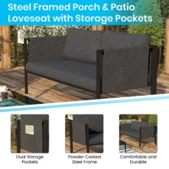 Merrick Lane Outdoor Love Seat/Sofa With Removable Fabric Cushions And Steel Frame -Crosley Shop GUEST 37680c68 8334 4b81 804f 3406d391b49d