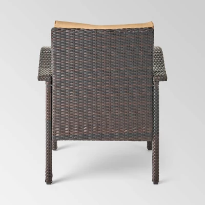 Kalo 5pc Wicker Chat Set With Fire Table - Brown/Tan/Light Gray - Christopher Knight Home 5 Kalo 5pc Wicker Chat Set With Fire Table - Brown/Tan/Light Gray - Christopher Knight Home - Image 3