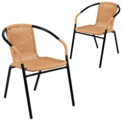 Emma And Oliver 2 Pack Rattan Indoor-Outdoor Restaurant Stack Chair With Curved Back 33 Emma And Oliver 2 Pack Rattan Indoor-Outdoor Restaurant Stack Chair With Curved Back -Crosley Shop GUEST 3814aca4 5b1d 418f 9a07 a656599f33d5