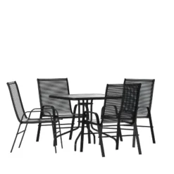 Flash Furniture 5 Piece Outdoor Patio Dining Set - Tempered Glass Patio Table, 4 Flex Comfort Stack Chairs 25 Flash Furniture 5 Piece Outdoor Patio Dining Set - Tempered Glass Patio Table, 4 Flex Comfort Stack Chairs -Crosley Shop GUEST 385ea205 47e0 48a8 85d6 a0f2eb86276e