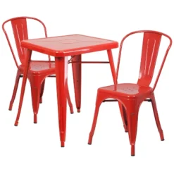 Flash Furniture Commercial Grade 23.75" Square Metal Indoor-Outdoor Table Set With 2 Stack Chairs -Crosley Shop GUEST 395d6428 9e74 4727 929c 4f89a75bf6e1