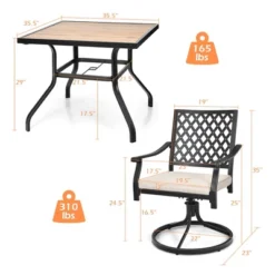 Costway 5PCS Patio Dining Set Square Table 4 Swivel Chair Rocker Cushioned Deck -Crosley Shop GUEST 397d38e0 f8a0 4f21 b4f8 f9073bc0f443