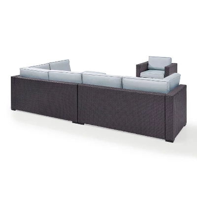 Biscayne 6pc Outdoor Wicker Sectional Set - Mist - Crosley 8 Biscayne 6pc Outdoor Wicker Sectional Set - Mist - Crosley - Image 6