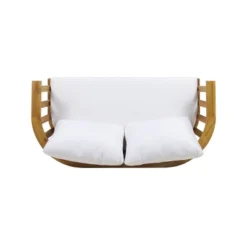 Solano Outdoor Wooden Loveseat With Cushions - White/Teak - Christopher Knight Home -Crosley Shop GUEST 39d1fde2 d384 4f2e bc05 9b89b0680275