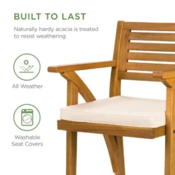 Best Choice Products Set Of 2 Outdoor Acacia Wood Bar Stools Bar Chairs W/ Weather-Resistant Cushions - Teak Finish -Crosley Shop GUEST 3b0db206 ea09 4237 8dab c86dee305c3a