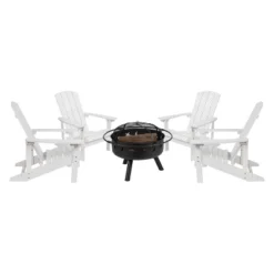Emma And Oliver Five Piece Hartford Camping Set With Two Faux Wood Adirondack Chairs And Star And Moon Fire Pit With Mesh Cover -Crosley Shop GUEST 3b8b9c48 3d62 45b3 87c9 4a9f523e26e5 2