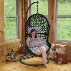 Sunnydaze Decor Sunnydaze Outdoor Resin Wicker Patio Cordelia Hanging Basket Egg Chair Swing With Cushion, Headrest, And Steel Stand Set- 3pc 22 Sunnydaze Decor Sunnydaze Outdoor Resin Wicker Patio Cordelia Hanging Basket Egg Chair Swing With Cushion, Headrest, And Steel Stand Set- 3pc -Crosley Shop GUEST 3bcef146 091f 4e60 9a61 e054ff3cd3ad