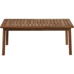 Teal Island Designs Farmhouse Rustic Acacia Wood Rectangular Outdoor Coffee Table 43 1/4" X 22 3/4" Brown Slat Tabletop For Spaces Patio House Balcony -Crosley Shop GUEST 3c46f860 e0f6 4700 ab1c 9dddb6e09f55