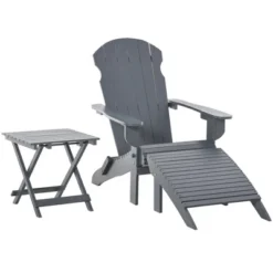 Outsunny 3-Piece Folding Adirondack Chair Set With Ottoman And Side Table, Outdoor Wooden Accent Furniture Fire Pit Lounge Chairs For Patio -Crosley Shop GUEST 3d9d3234 6670 4403 be3d d8138901e42a