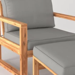 Galia 2pc Square Leg Acacia Wood Chair And Ottoman With Cushions - Brown - Saracina Home -Crosley Shop GUEST 3de53d41 3e21 483c b5fd dd00d2e5b95e