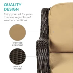 Best Choice Products 3-Piece Patio Wicker Bistro Furniture Set W/ 2 Cushioned Swivel Rocking Chairs, Side Table -Crosley Shop GUEST 3e63615b 1a62 4c28 8168 8e152f52a801