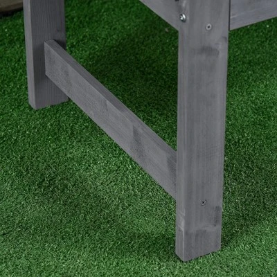 Outsunny 56" Outdoor Wood Bench, 2-Seater Wooden Garden Bench With Slatted Seat, Backrest & Arm Rests For Patio, Porch, Poolside, Balcony, Gray 7 Outsunny 56" Outdoor Wood Bench, 2-Seater Wooden Garden Bench With Slatted Seat, Backrest & Arm Rests For Patio, Porch, Poolside, Balcony, Gray - Image 5