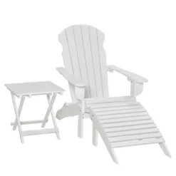 Outsunny 3-Piece Folding Adirondack Chair Set With Ottoman And Side Table, Outdoor Wooden Accent Furniture Fire Pit Lounge Chairs For Patio -Crosley Shop GUEST 3eaa204d cdaf 43f0 89be 2753873795f6