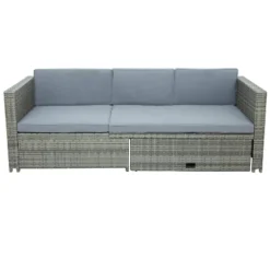 4pc Outdoor Wicker Conversation Sectional Set With Cushions - Gray - GODEER -Crosley Shop GUEST 3f4c36ea 0e6f 4713 9b56 6c8fde3c1487