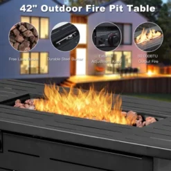 Tangkula 9 PCS Rattan Dinning Set Wicker Sofa W/Propane Gas Fire Pit 60,000 Btu Heater 21 Tangkula 9 PCS Rattan Dinning Set Wicker Sofa W/Propane Gas Fire Pit 60,000 Btu Heater -Crosley Shop GUEST 3fc21363 167b 44b8 b86a 2eb3c8262646