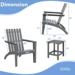 Costway 3PCS Patio Adirondack Chair Side Table Set Solid Wood Garden Deck Grey -Crosley Shop GUEST 4025850a 7f80 4024 9977 9668e1219919