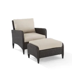Kiawah 2pc Wicker Patio Chair With Ottoman Seating Set - Crosley -Crosley Shop GUEST 40619423 423d 4978 823f 917ac0a233cd