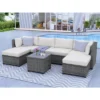 7pc Outdoor Wicker Seating Set With Cushions - Beige - GODEER -Crosley Shop GUEST 40f64959 269c 46f2 ba07 3caa03c64b2e