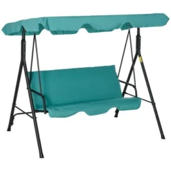 Outsunny 3-Person Porch Swing With Stand, Outdoor Swing For Patio Porch With Adjustable Tilt Canopy & Comfortable Swing Bench-Style Seat, Steel Frame -Crosley Shop GUEST 41d051a3 0a54 4c0a bec9 0bad39952059