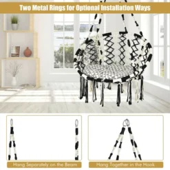 Costway Hanging Hammock Chair With Cushion Macrame Swing Cotton Rope Indoor Outdoor -Crosley Shop GUEST 438b28f8 362a 424b 8f67 3da8283b781c