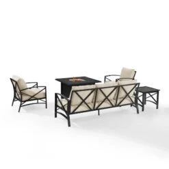 Kaplan 5pc Outdoor Sofa Set With Fire Table - Oatmeal - Crosley -Crosley Shop GUEST 44115199 d0bb 44f3 8fa9 da283c916c0e