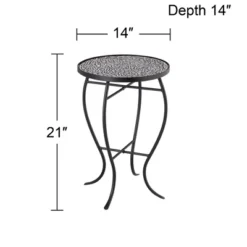 Teal Island Designs Modern Black Round Outdoor Accent Side Table 14" Wide Free-Form Mosaic Tabletop For Front Porch Patio Home House Balcony -Crosley Shop GUEST 444eea14 8f49 494f b4c6 d1f88799a656