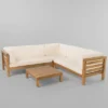 Oana 4pc Acacia Wood Patio Sectional Chat Set W/ Cushions - Christopher Knight Home -Crosley Shop GUEST 44563c12 932f 4842 9e07 39472f86d847
