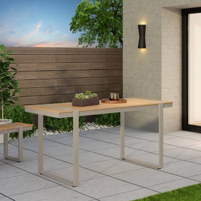 Cibola Outdoor Aluminum Rectangle Dining Table - Natural/Silver - Christopher Knight Home 3 Cibola Outdoor Aluminum Rectangle Dining Table - Natural/Silver - Christopher Knight Home