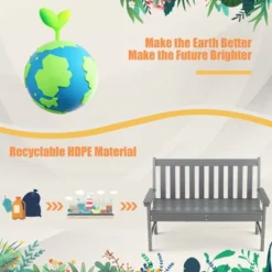 Costway Garden Bench All-Weather HDPE 2-Person Outdoor Bench For Front Porch Backyard -Crosley Shop GUEST 446d8f37 0e5d 4395 92e3 c89f1e35bf9f