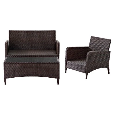 Kiawah 3 Piece Outdoor Wicker Seating Set Sangria - Crosley 5 Kiawah 3 Piece Outdoor Wicker Seating Set Sangria - Crosley - Image 3