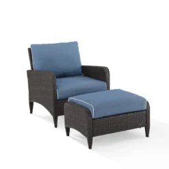Kiawah 2pc Wicker Patio Chair With Ottoman Seating Set - Crosley -Crosley Shop GUEST 4585eda0 a2ae 490c ace8 ee69d8706547