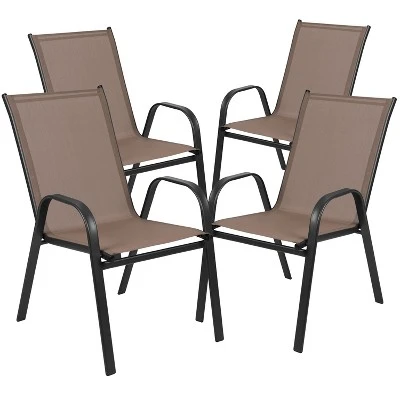 Emma And Oliver Three Piece Patio Table Set With Round Metal Frame Table With Tempered Glass Top And Two Flex Comfort Stacking Chairs 10 Emma And Oliver Three Piece Patio Table Set With Round Metal Frame Table With Tempered Glass Top And Two Flex Comfort Stacking Chairs - Image 8