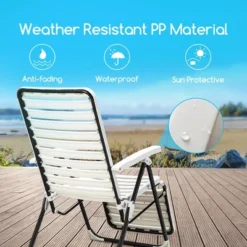 Costway Patio PP Chaise Lounge Folding Reclining Chair 7-Level Backrest Footrest White -Crosley Shop GUEST 459fc7b5 1d00 4113 809c 64955c7f54dd