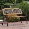 Sunnydaze Decor Sunnydaze 2-Person Ivy Crossweave Design Cast Iron And Wood Frame Outdoor Garden Bench -Crosley Shop GUEST 45c054bc 4cd2 4e53 88d4 f4dfc6819844