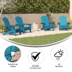 Emma And Oliver Set Of 4 Adirondack Chairs With Cup Holders, Weather Resistant HDPE Adirondack Chairs 20 Emma And Oliver Set Of 4 Adirondack Chairs With Cup Holders, Weather Resistant HDPE Adirondack Chairs -Crosley Shop GUEST 46c86a7c bd5b 4497 b893 5298ac245c62
