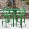 Emma And Oliver Commercial 30" Round Metal Indoor-Outdoor Bar Table Set & 4 Slat Back Stools -Crosley Shop GUEST 47171462 6bb9 4f14 9c4f dad656e35121