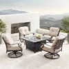 Oakland Living 5pc Deep Seating Swivel Aluminum Outdoor Patio Fire Pit Dining Set With Fire Table With Diamond Pattern Copper -Crosley Shop GUEST 4725b442 9344 4668 9b3e fa562faa28bc