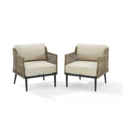 Southwick 2pk Outdoor Wicker Armchairs - Cream/Light Brown - Crosley -Crosley Shop GUEST 47c1e114 a928 4853 8942 b09e9cd16e8b