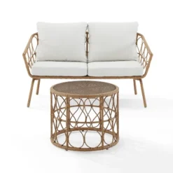 Juniper 2pc Outdoor Wicker Conversation Set With Loveseat & Coffee Table - Cream/Natural - Crosley 19 Juniper 2pc Outdoor Wicker Conversation Set With Loveseat & Coffee Table - Cream/Natural - Crosley -Crosley Shop GUEST 4a04f0be e2da 4900 9c01 18ef02cdab62
