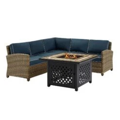 Bradenton 4pc Outdoor Wicker Sectional Set With Fire Table - Crosley -Crosley Shop GUEST 4a395d3a 16cc 44c3 9db2 581bf8455927