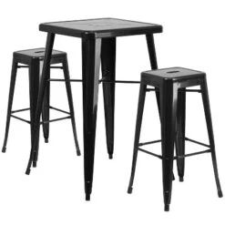 Flash Furniture Commercial Grade 23.75" Square Metal Indoor-Outdoor Bar Table Set With 2 Square Seat Backless Stools -Crosley Shop GUEST 4a6a2d07 038f 498a 8815 42e4191edc7f