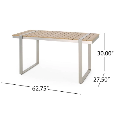 Cibola Outdoor Aluminum Rectangle Dining Table - Natural/Silver - Christopher Knight Home 9 Cibola Outdoor Aluminum Rectangle Dining Table - Natural/Silver - Christopher Knight Home - Image 7