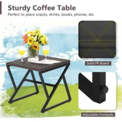 Costway 3PCS Patio Rattan Wicker Rocking Chairs Table Bistro Set Cushioned Rocker Garden -Crosley Shop GUEST 4adb7de7 8bb2 4c96 9e5a b7da47186322