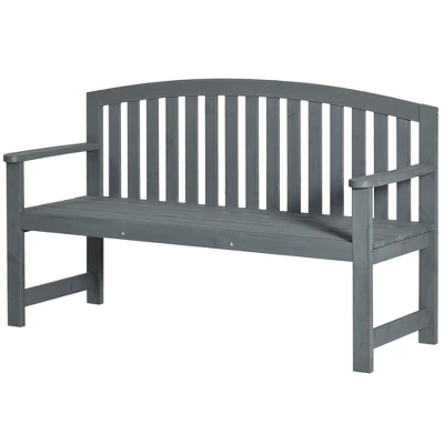 Outsunny 56" Outdoor Wood Bench, 2-Seater Wooden Garden Bench With Slatted Seat, Backrest & Arm Rests For Patio, Porch, Poolside, Balcony, Gray 5 Outsunny 56" Outdoor Wood Bench, 2-Seater Wooden Garden Bench With Slatted Seat, Backrest & Arm Rests For Patio, Porch, Poolside, Balcony, Gray - Image 3