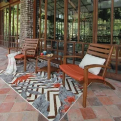 Westlake 3pc Wood Patio Chat Set With Cushion - Red Brick - Cambridge Casual -Crosley Shop GUEST 4aff07c6 ef7d 4b08 a48f 589ec7f023e1