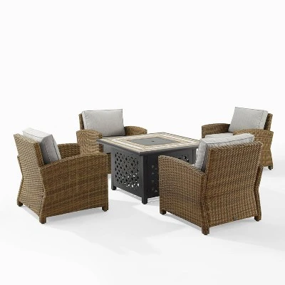 Bradenton 5pc Outdoor Wicker Arm Chair & Fire Table Set - Crosley 9 Bradenton 5pc Outdoor Wicker Arm Chair & Fire Table Set - Crosley - Image 7