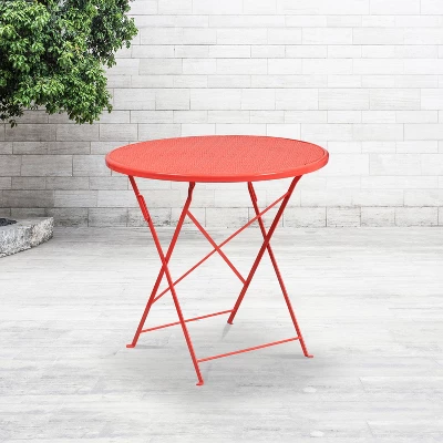 Flash Furniture Oia Commercial Grade 30" Round Indoor-Outdoor Steel Folding Patio Table 3 Flash Furniture Oia Commercial Grade 30" Round Indoor-Outdoor Steel Folding Patio Table