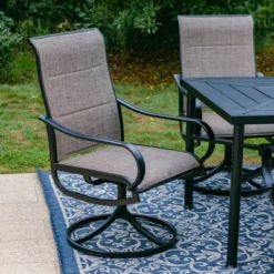 7pc Outdoor Dining Set With Padded Swivel Chairs & Metal Rectangle Table With Umbrella Hole - Gray - Captiva Hole -Crosley Shop GUEST 4b71440d fa28 4830 9c65 4da4bac0a481